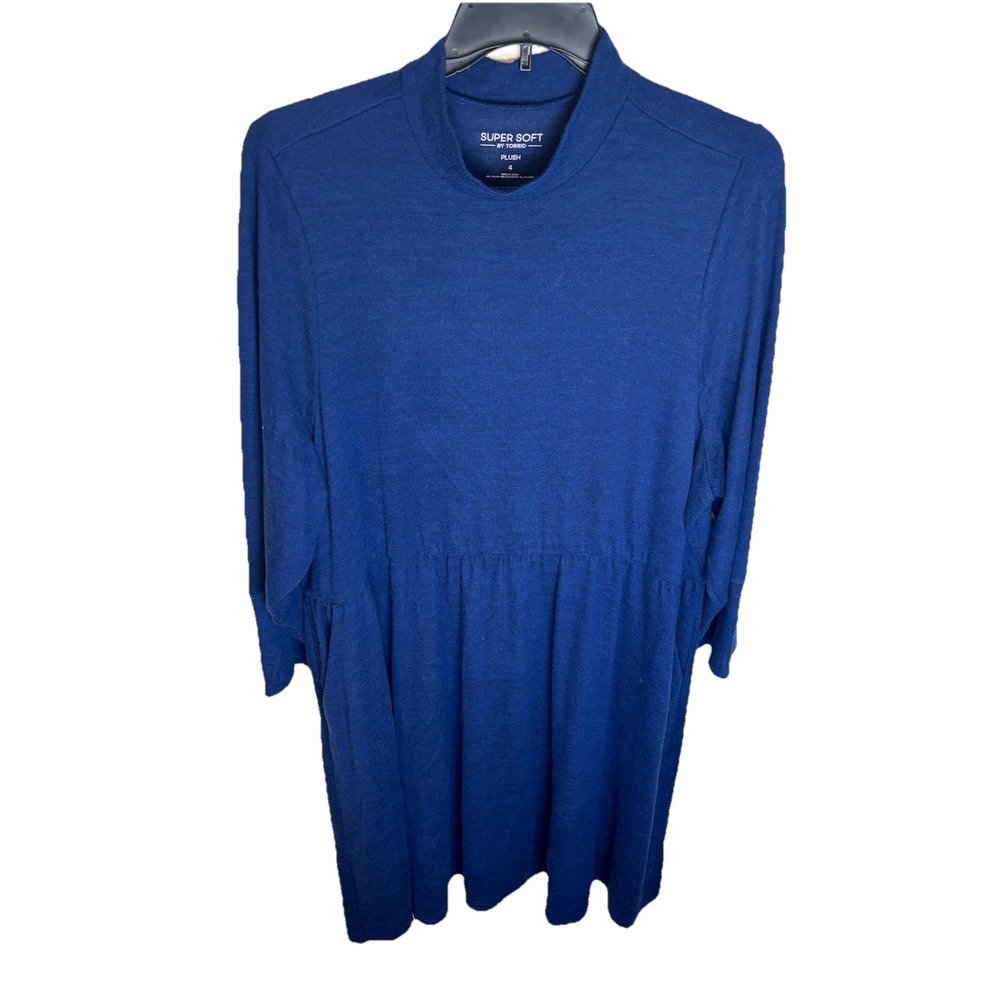 Torrid Mini Super Soft Plush‎ Mock Neck Skater Knit Blue Dress Size 4 (4X)